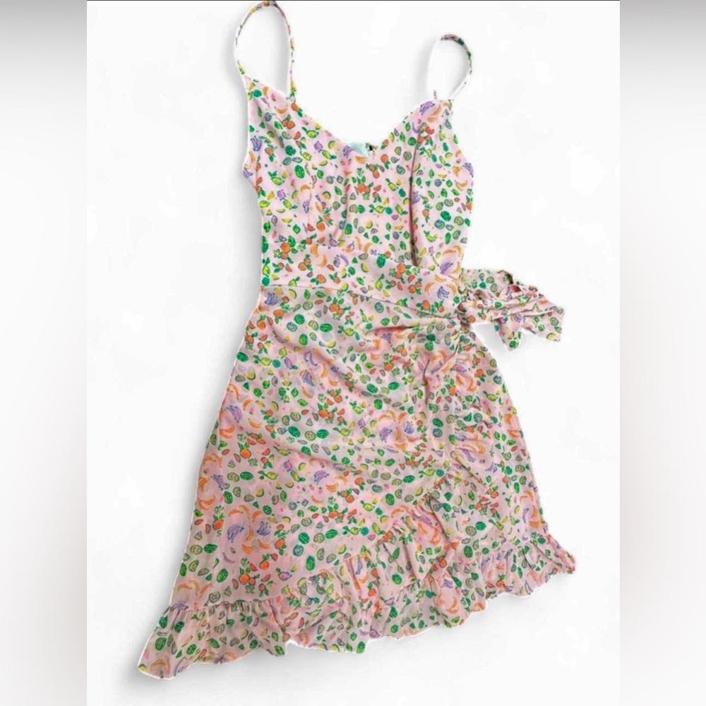 Lilly Pulitzer Pink Floral Spaghetti-Strap Wrap Mini Dress